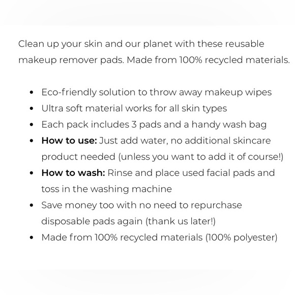 reusable make-up removers of 100% recycled material-Oprah’s fav things 2022-NIB - Picture 2 of 16